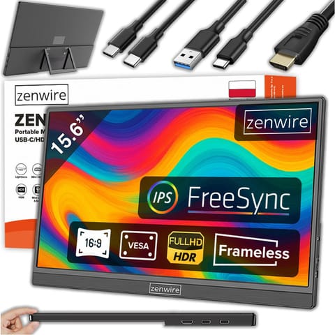 ⁨Monitor Przenośny Zenwire 15,6" Full HD 1920x1080 IPS HDR HDMI M9P⁩ w sklepie Wasserman.eu