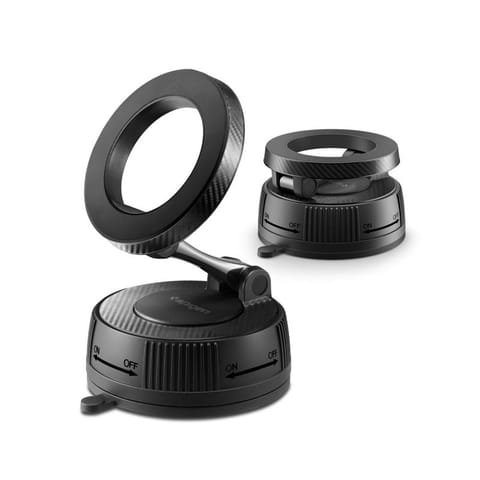 ⁨Spigen MFT36 - Magnetyczny uchwyt samochodowy MagSafe na deskę rozdzielczą i przednią szybę (Czarny)⁩ w sklepie Wasserman.eu