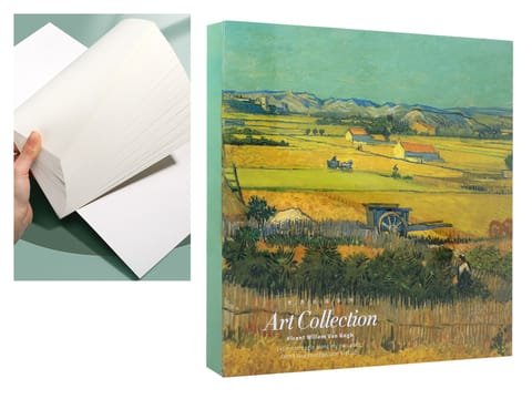 ⁨Blok rysunkowy/szkicownik - V. van Gogh, Żniwa w La Crau z Montmajour w tle⁩ w sklepie Wasserman.eu