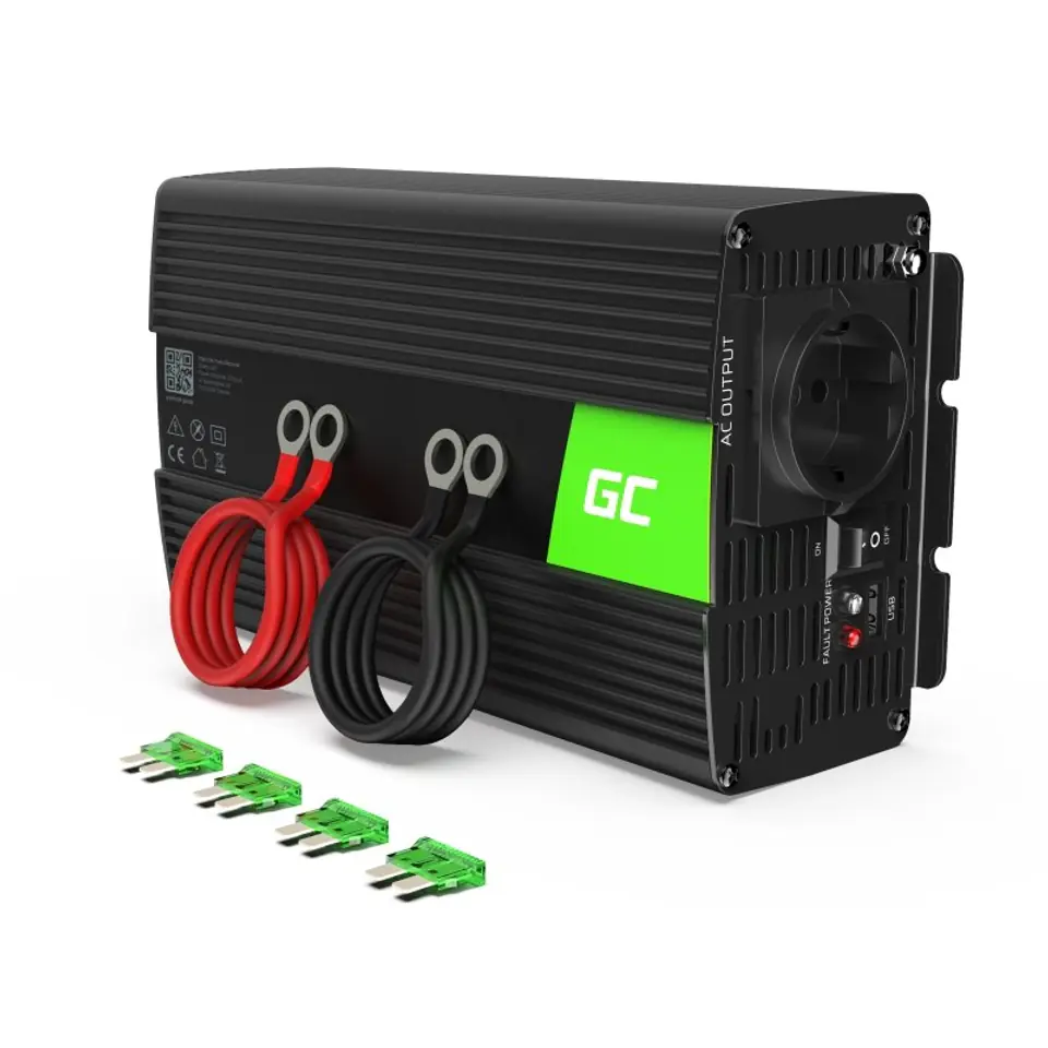 ⁨Green Cell INV08 power adapter/inverter Outdoor 1000 W Black⁩ at Wasserman.eu