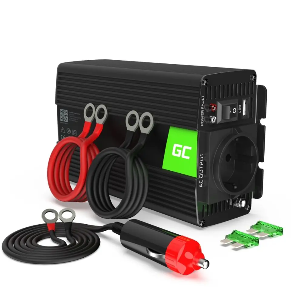 ⁨Green Cell INV01DE power adapter/inverter Auto 300 W Black⁩ at Wasserman.eu