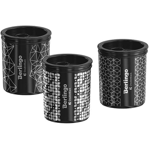 ⁨Berlingo, temperówka dwu-otworowa Double black, czarna, 12szt⁩ w sklepie Wasserman.eu