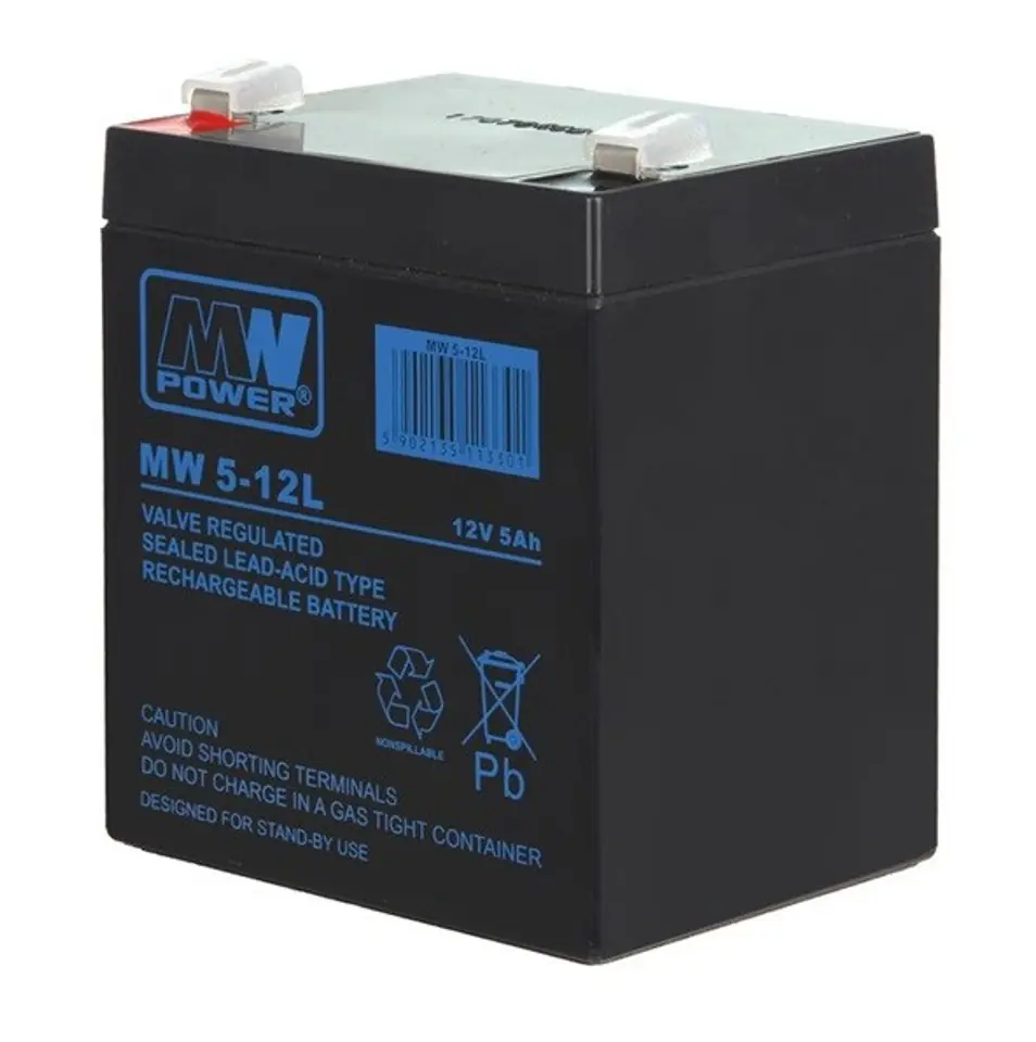 MPL MW POWER MW 5-12L UPS battery Lead-acid accumulator VRLA AGM Maintenance-free 12 V 5 Ah Black at Wasserman.eu
