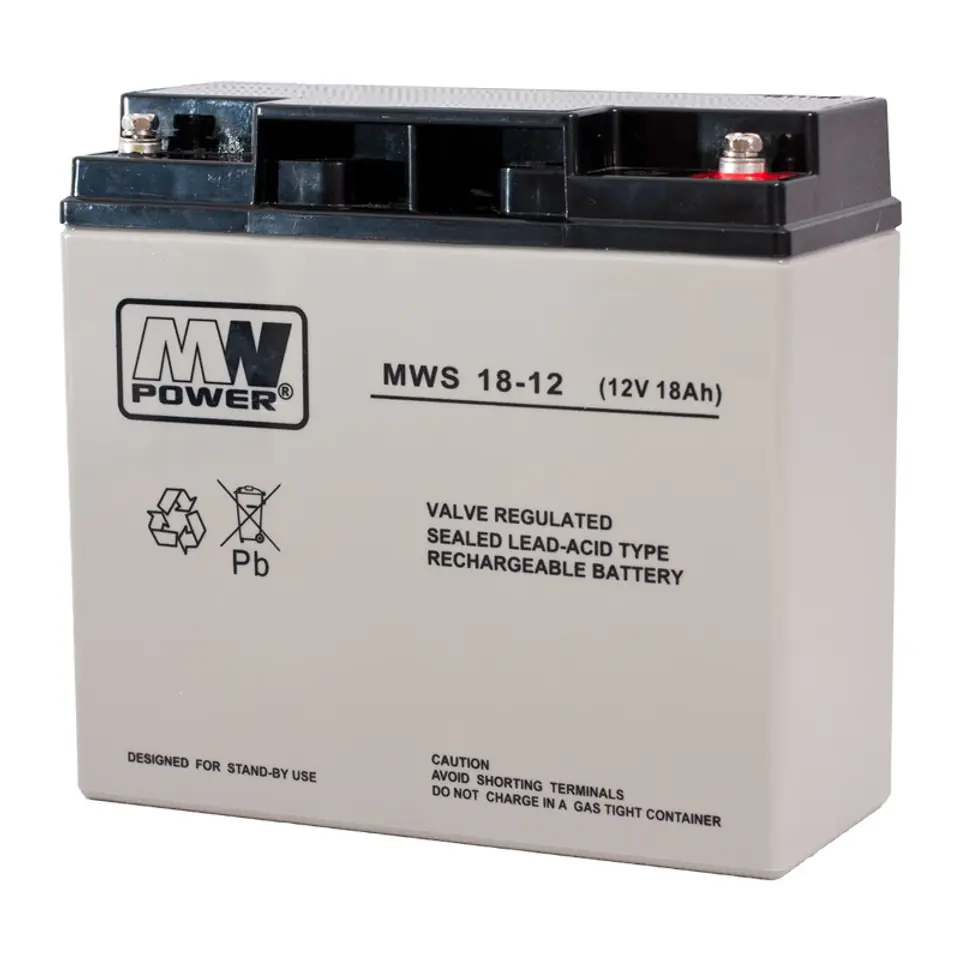 ⁨Akumulator VRLA AGM MWS 18-12F 12V 18Ah⁩ w sklepie Wasserman.eu
