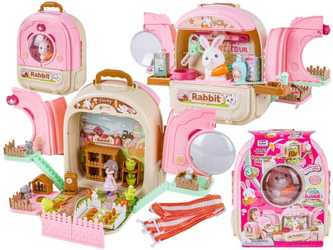 ⁨Królik w Plecaku Zabawka 3w1 Mini Farma Ogródek Plecak Domek Dla Lalek⁩ w sklepie Wasserman.eu
