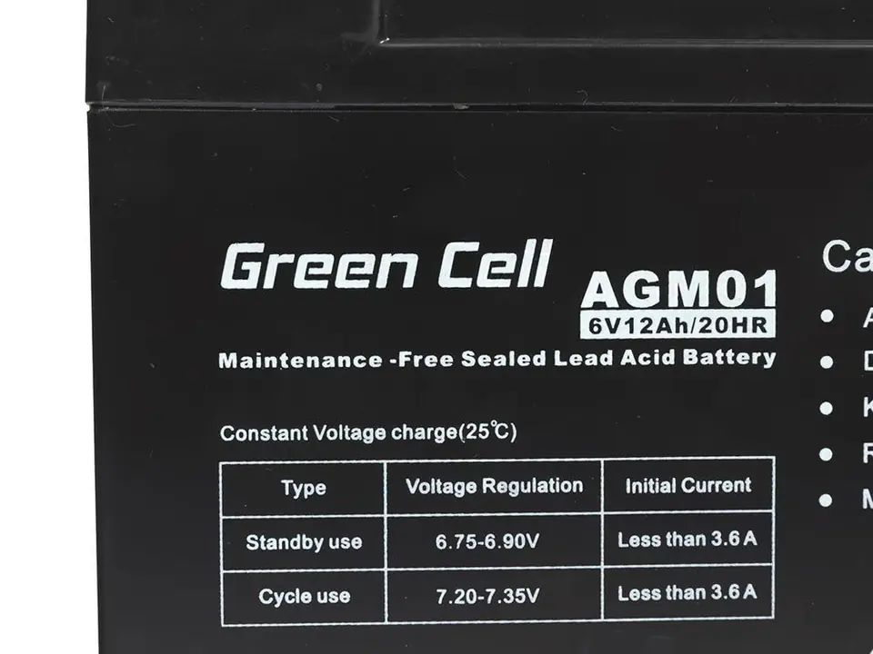 ⁨Green Cell AGM Battery 6V 12Ah - Batterie - 12.000 mAh Sealed Lead Acid (VRLA)⁩ at Wasserman.eu