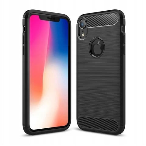 ⁨Futerał do iPhone XR Carbon czarny⁩ w sklepie Wasserman.eu