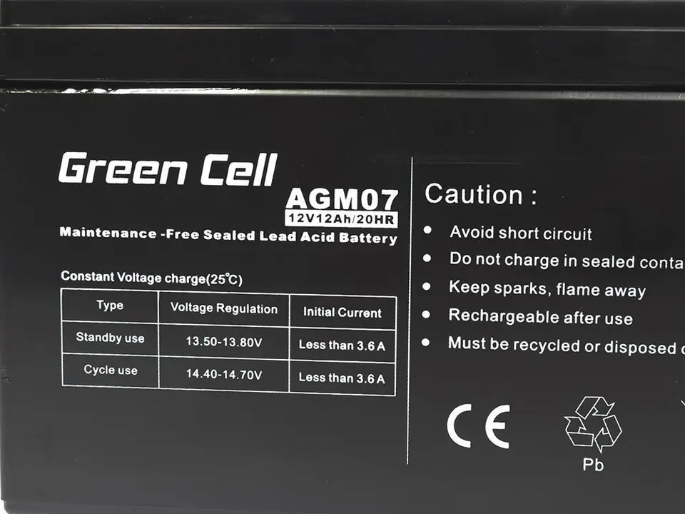 ⁨GREEN CELL AKUMULATOR ŻELOWY AGM07 12V 12AH⁩ w sklepie Wasserman.eu