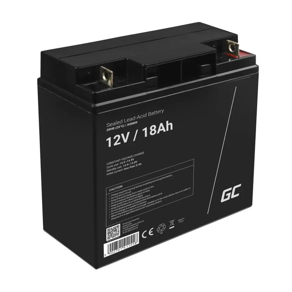 ⁨GREEN CELL AKUMULATOR ŻELOWY AGM09 12V 18AH⁩ w sklepie Wasserman.eu
