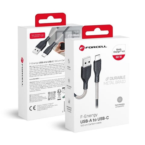 ⁨USB TYPE 2.0 2.4A CB-02A CABLE 1M Carbon Braid Premium⁩ at Wasserman.eu