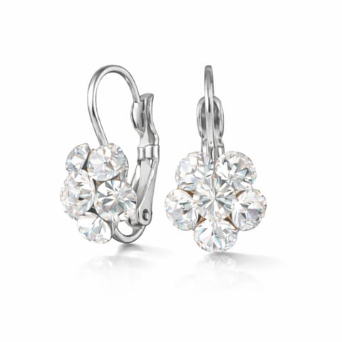 ⁨Flower earrings with rhinestones (P11081AG)⁩ at Wasserman.eu