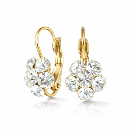⁨Flower earrings with crystals (P11081AU)⁩ at Wasserman.eu