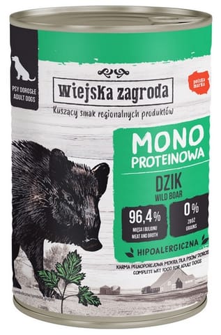⁨Wiejska Zagroda Monoproteinowa Dzik puszka 400g⁩ w sklepie Wasserman.eu