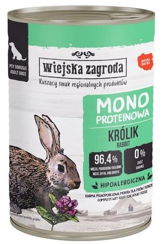 ⁨Wiejska Zagroda Monoproteinowa Królik puszka 400g⁩ w sklepie Wasserman.eu