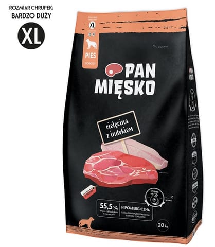 ⁨Pan Mięsko Karma sucha dla psa - cielęcina i indyk chrupki XL 3kg⁩ w sklepie Wasserman.eu
