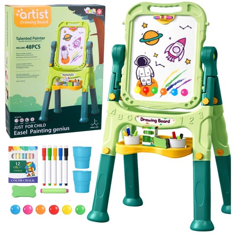 ⁨Tablica Dwustronna Magnetyczna Kredowa Suchościeralna Magnesy Kredy 48 el.⁩ w sklepie Wasserman.eu