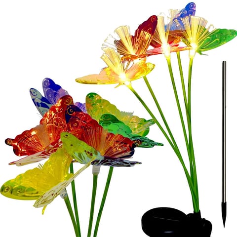 ⁨LAMPA SOLARNA TAŃCZĄCE NA WIETRZE MOTYLE 5 LED 76CM MULTIKOLOR⁩ w sklepie Wasserman.eu