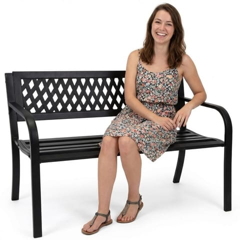 Metal garden bench black 119 cm at Wasserman.eu