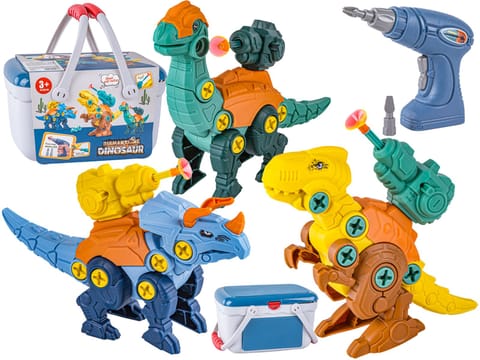 ⁨Klocki Konstrukcyjne DINOZAURY Do Skręcania I Rozkręcania Kuferek Wkrętarka Strzałki⁩ w sklepie Wasserman.eu