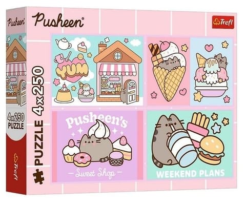 ⁨Puzzle Pusheen 4x250 Poznajcie Pusheena⁩ w sklepie Wasserman.eu