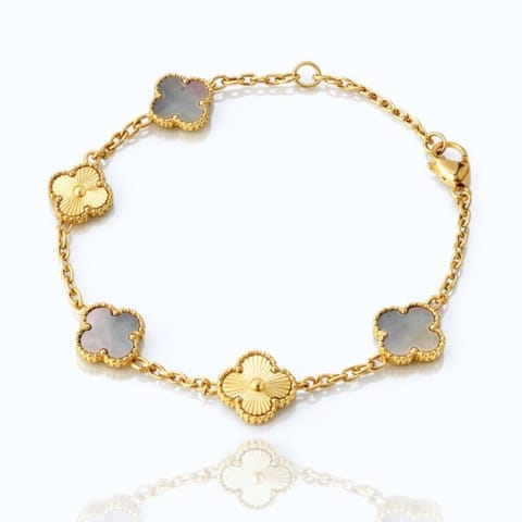 ⁨Bransoletka na rękę stal chirurgiczna pozłacana 14k złotem, koniczynka BST1602⁩ w sklepie Wasserman.eu