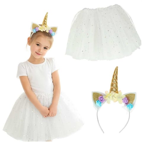 ⁨Costume carnival costume Unicorn headband + skirt white 3-6lat⁩ at Wasserman.eu