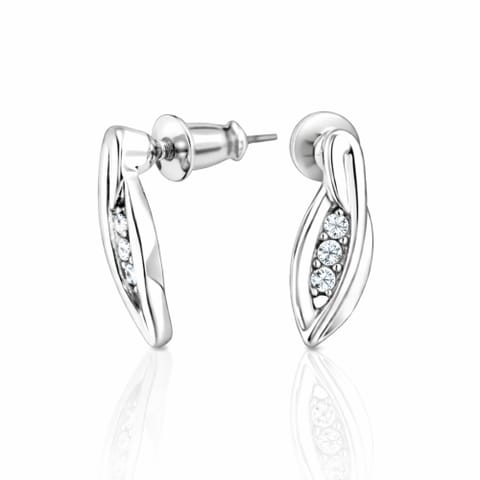 ⁨Delicate earrings with 3 crystals (P14304AG)⁩ at Wasserman.eu
