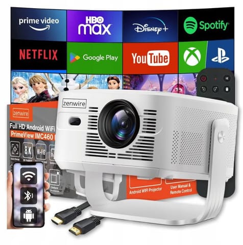 ⁨Mini Projektor Przenośny Rzutnik Android 14 WiFi Zenwire PrimeView IMC460 Pro⁩ w sklepie Wasserman.eu