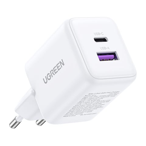 ⁨Ładowarka sieciowa Ugreen X516 USB + USB-C, GaN, 30W (biała)⁩ w sklepie Wasserman.eu