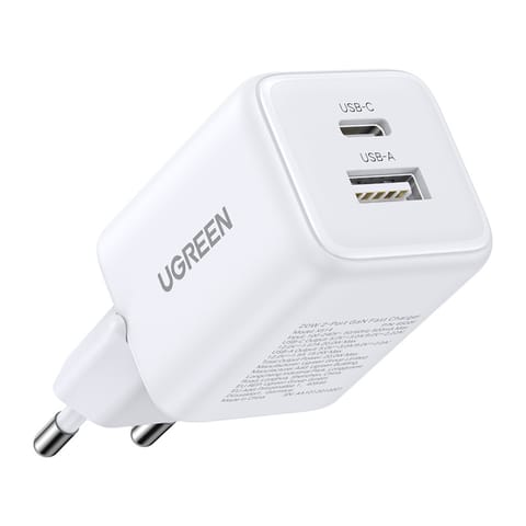 ⁨Ładowarka sieciowa Ugreen X514 USB + USB-C, GaN, 20W (biała)⁩ w sklepie Wasserman.eu