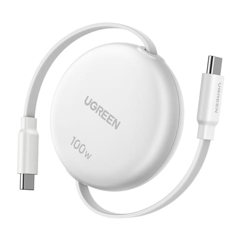 ⁨Kabel USB-C do USB-C Ugreen L531, PD 100W, zwijany, 1m (biały)⁩ w sklepie Wasserman.eu