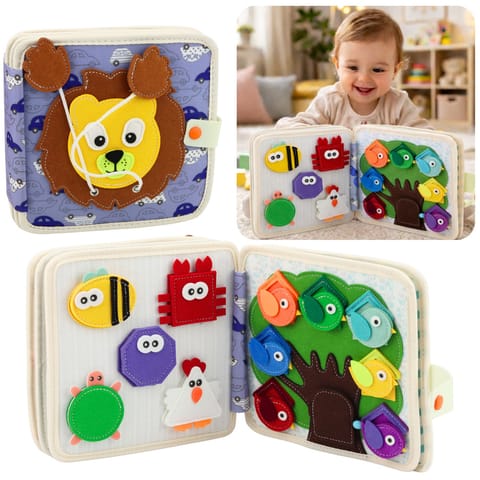 ⁨Książeczka Edukacyjna Sensoryczna Filcowa 3D Dżungla Lew⁩ w sklepie Wasserman.eu