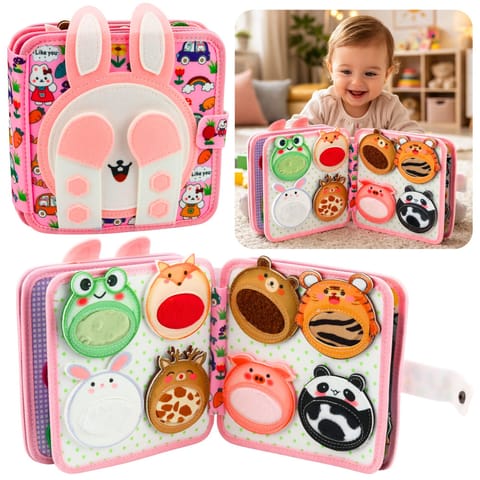 ⁨Książeczka Edukacyjna Sensoryczna Filcowa 3D Króliczek Różowy⁩ w sklepie Wasserman.eu