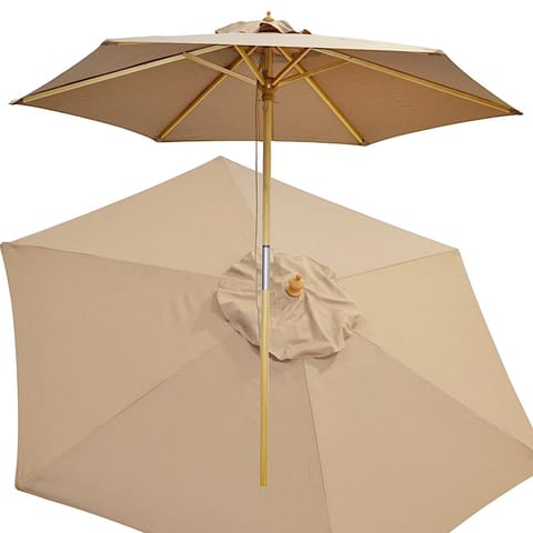 ⁨PARASOL OGRODOWY DREWNIANY 250CM SKŁADANY PIASKOWY⁩ w sklepie Wasserman.eu
