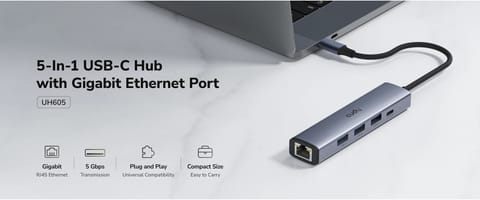 ⁨ADAPTER WIELOFUNKCYJNY USB-C UH605 CUDY⁩ w sklepie Wasserman.eu