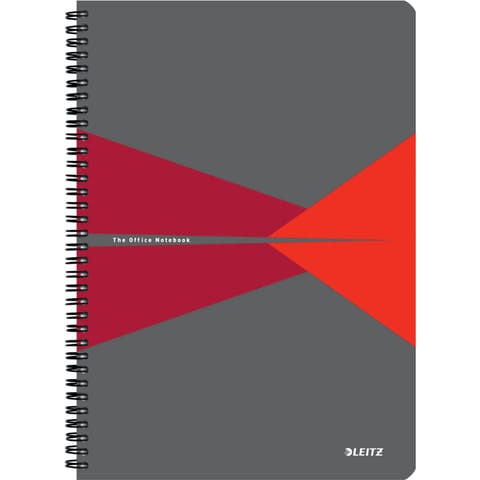 ⁨Kołonotatnik Office Card A4 w kratkę czerwony 46471025 LEITZ⁩ w sklepie Wasserman.eu