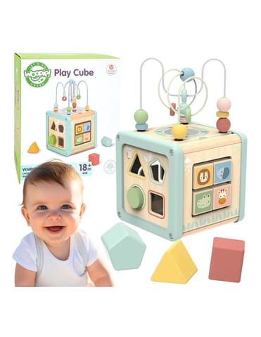 ⁨WOOPIE GREEN Drewniana Kostka Aktywności Multifunkcyjna Edukacyjna Sorter⁩ w sklepie Wasserman.eu