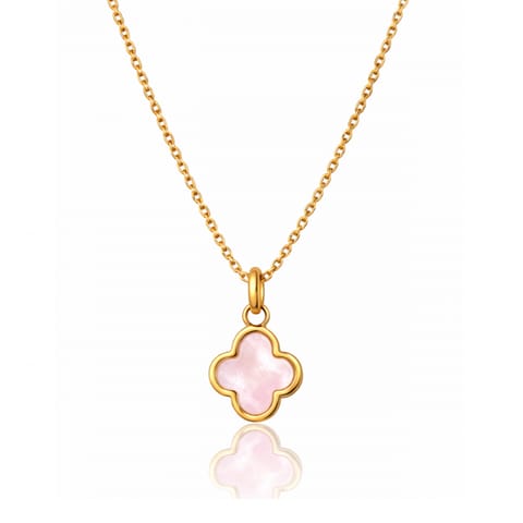 ⁨Naszyjnik stal szlachetna pozłacana 14k złotem, różowa Koniczynka delikatna NST2262⁩ w sklepie Wasserman.eu