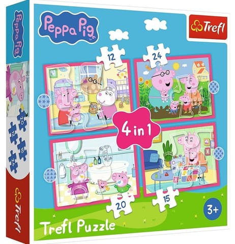 Puzzle 4w1 Peppa uwielbia przygody TREFL w sklepie Wasserman.eu