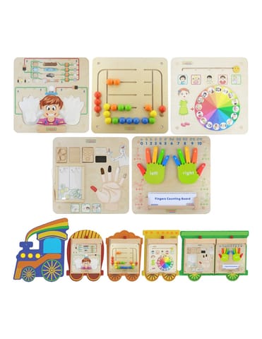 ⁨MASTERKIDZ Zestaw Tablic Pociąg 5w1 Tablica Sensoryczna Motoryczna Nauka Zmysłów i Emocji⁩ w sklepie Wasserman.eu