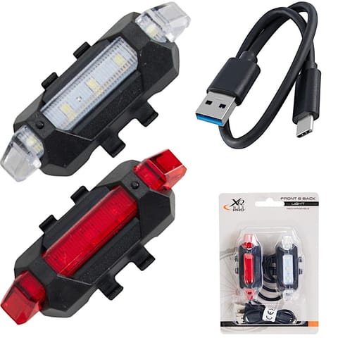 ⁨ZESTAW LAMP ROWEROWYCH LED PRZÓD I TYŁ XQMAX ŁADOWANIE USB⁩ w sklepie Wasserman.eu