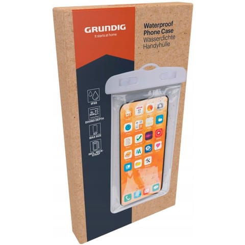 ⁨WODOODPORNE ETUI POKROWIEC NA TELEFON 11,7X21CM PVC BIAŁE GRUNDIG⁩ w sklepie Wasserman.eu