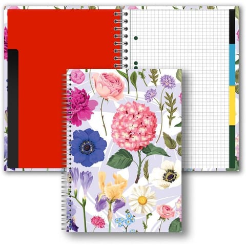 ⁨Brulion B5 w twardej oprawie w spirali z przekładkami 160k kratka Hortensja TT9408 PENMATE⁩ w sklepie Wasserman.eu