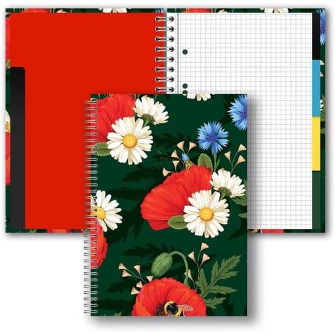 ⁨Brulion B5 w twardej oprawie w spirali z przekładkami 160k kratka Maki TT9410 PENMATE⁩ w sklepie Wasserman.eu