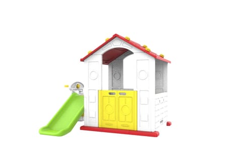 Domek Ogrodowy 3w1 dla dzieci Czerwony Dach + Zjeżdżalnia + Koszykówka w sklepie Wasserman.eu