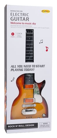 ⁨Elektryczna Gitara dla dzieci 3+ czerwone drewno + Słuchawki z mikrofonem + Dźwięki Światła⁩ w sklepie Wasserman.eu