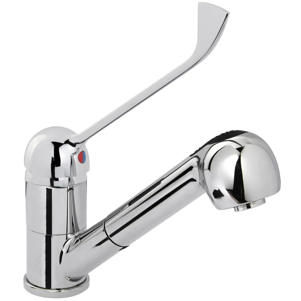 Bateria kuchenna z wyciąganym natryskiem prysznicem nierdzewna wys. 230 mm - Hendi 810255 w sklepie Wasserman.eu