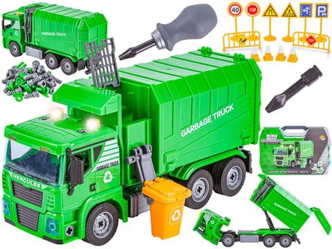 ⁨Ciężarówka Auto Samochód ŚMIECIARKA Do Rozkręcania W Walizce + Kosz Na Śmieci⁩ w sklepie Wasserman.eu