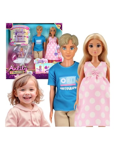 ⁨WOOPIE ROYAL Zestaw Lalek Rodzina Lily w Ciąży Tata Niemowlak Wózek Akcesoria⁩ w sklepie Wasserman.eu