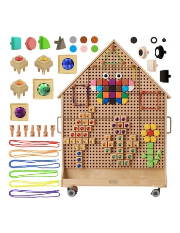 ⁨MASTERKIDZ Drewniana Tablica STEM Wolnostojąca XXL w Kształcie Domu + Akcesoria⁩ w sklepie Wasserman.eu